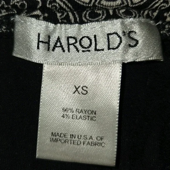 Harold's Black White Flowy Skirt Women's XS Bohemian Knee-Length Comfort Stretch - Picture 2 of 7